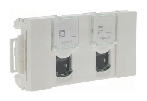 Розетка двойная компьютерная RJ45 Cat.6 Legrand MOSAIC, белый