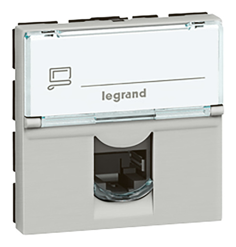 Розетка компьютерная RJ45 Cat.6 Legrand MOSAIC, алюминий