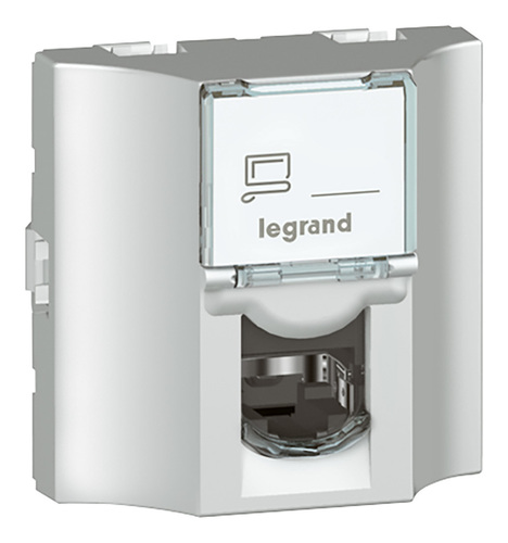 Розетка компьютерная RJ45 Cat.5 Legrand MOSAIC, алюминий