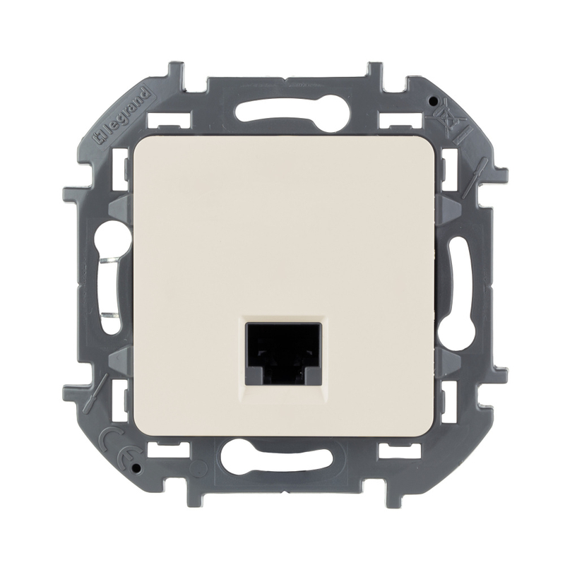 Розетка компьютерная RJ45 Cat.5e (UTP) Inspiria, одинарная, цвет - слоновая кость