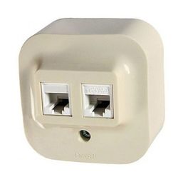 Розетка 2xRJ11+RJ45 Cat.5 QUTEO, слоновая кость